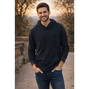 Billabong Men's Hoodie Sweatshirt Size M Long Sleeve Striped Blue Surfer Skater